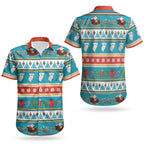 Australia Christmas Couples Matching Off Shoulder Short Dress and Hawaiian Shirt Xmas Beach Vibes Teal