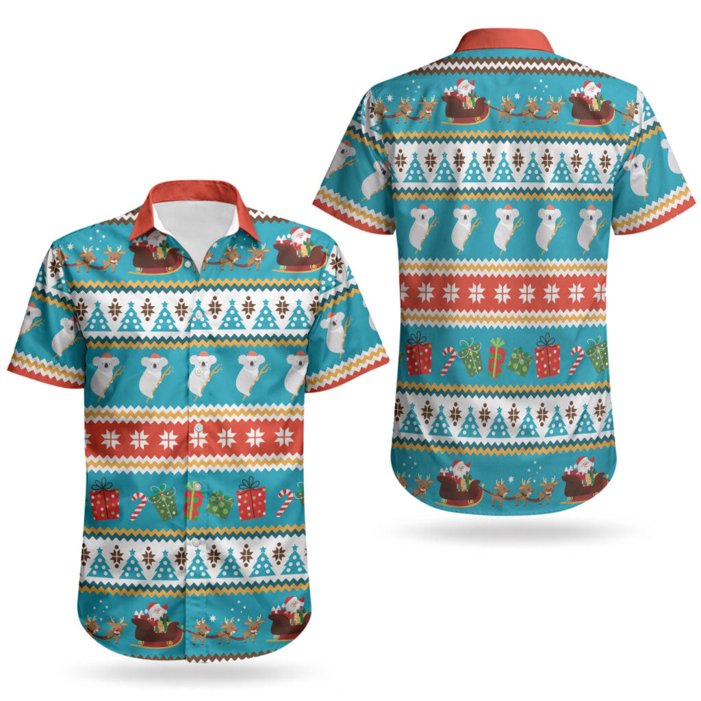 Australia Christmas Couples Matching Off Shoulder Short Dress and Hawaiian Shirt Xmas Beach Vibes Teal