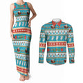 Australia Christmas Couples Matching Tank Maxi Dress and Long Sleeve Button Shirt Xmas Beach Vibes Teal