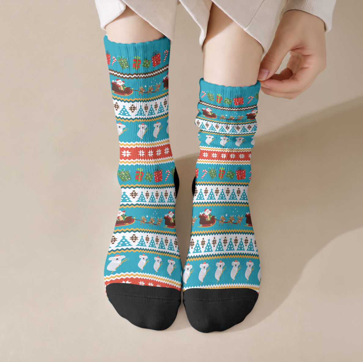 Australia Christmas Crew Socks Xmas Beach Vibes Teal