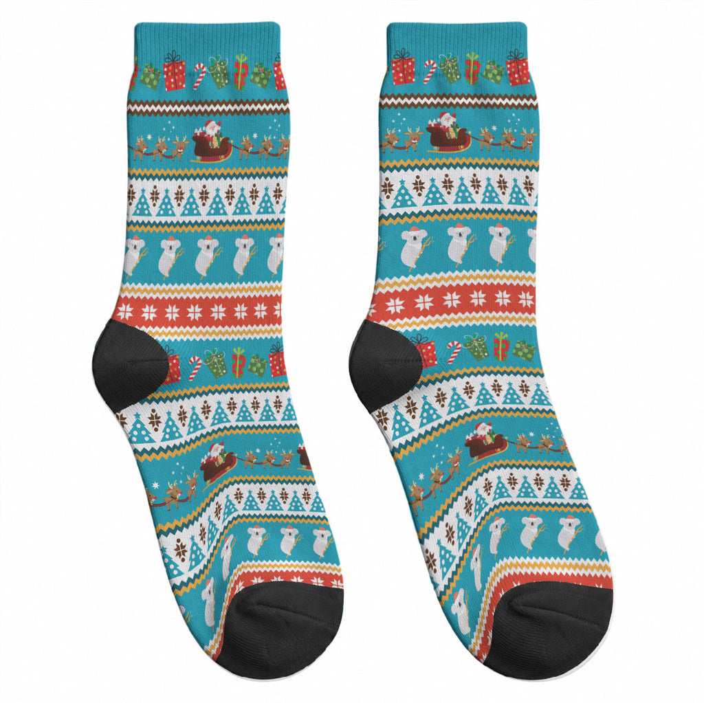 Australia Christmas Crew Socks Xmas Beach Vibes Teal