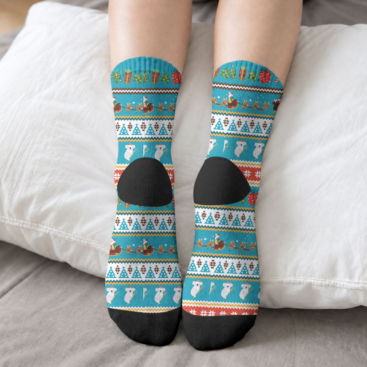 Australia Christmas Crew Socks Xmas Beach Vibes Teal