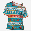 Australia Christmas Cross Shoulder Shirt Xmas Beach Vibes Teal