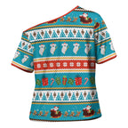 Australia Christmas Cross Shoulder Shirt Xmas Beach Vibes Teal