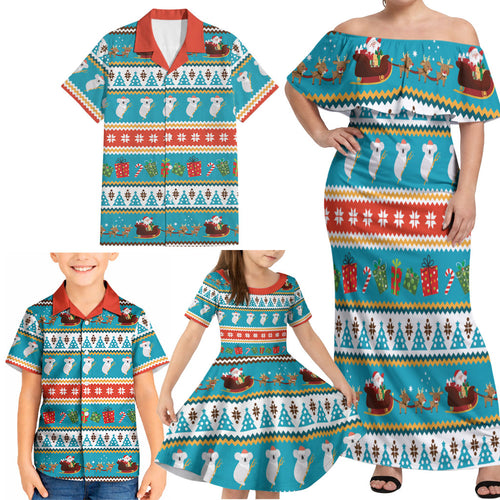 Australia Christmas Family Matching Off Shoulder Maxi Dress and Hawaiian Shirt Xmas Beach Vibes Teal