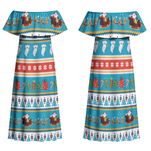 Australia Christmas Family Matching Off Shoulder Maxi Dress and Hawaiian Shirt Xmas Beach Vibes Teal