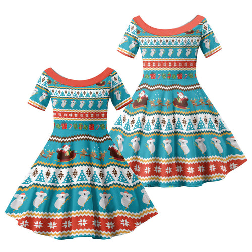 Australia Christmas Family Matching Off Shoulder Maxi Dress and Hawaiian Shirt Xmas Beach Vibes Teal