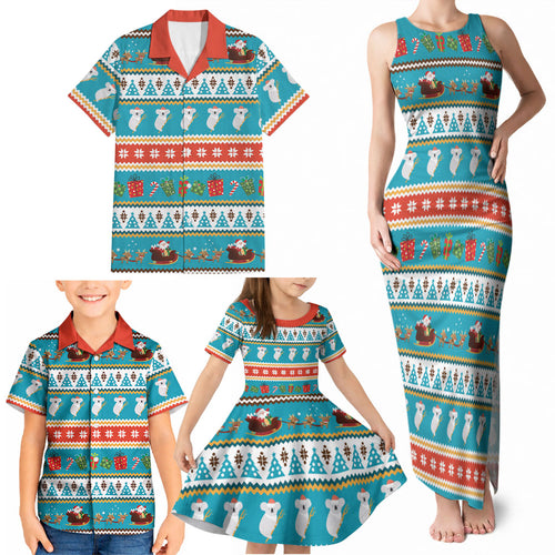 Australia Christmas Family Matching Tank Maxi Dress and Hawaiian Shirt Xmas Beach Vibes Teal