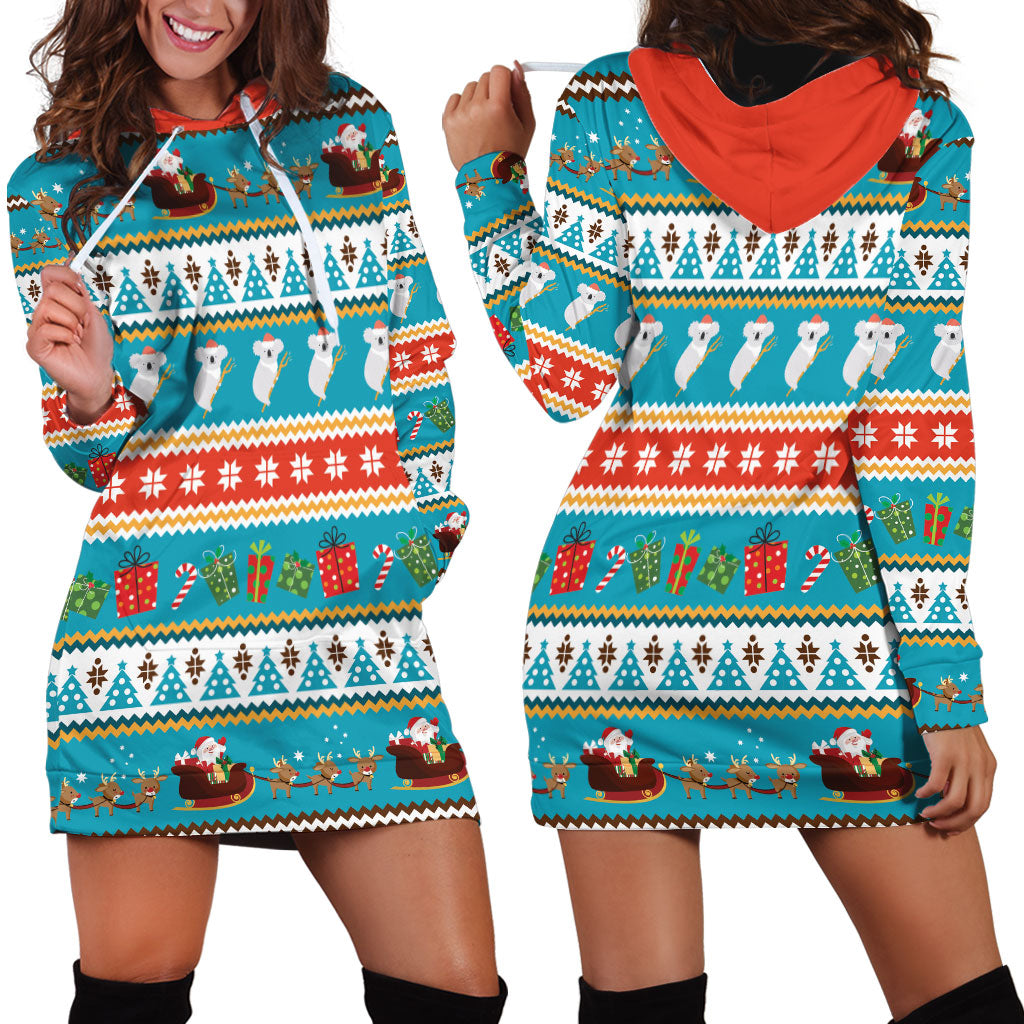 Australia Christmas Hoodie Dress Xmas Beach Vibes Teal