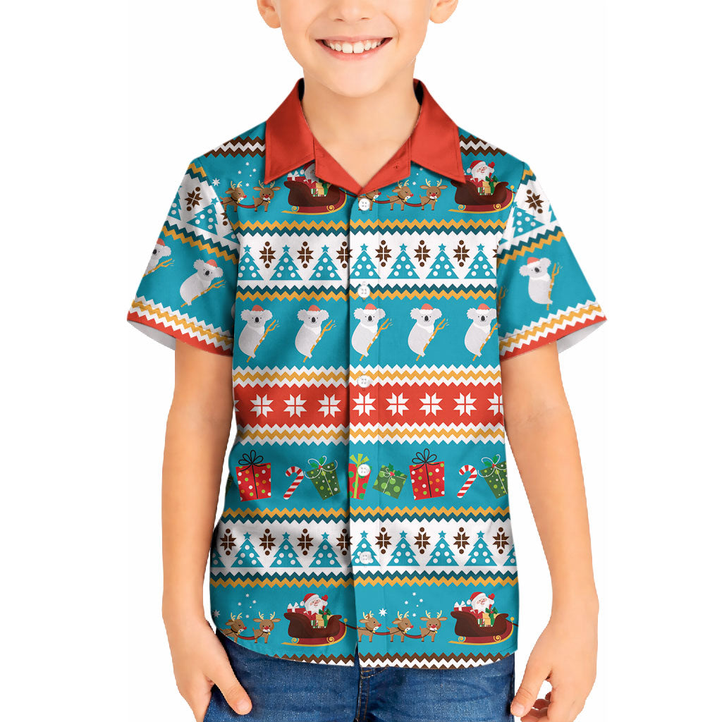 Australia Christmas Kid Hawaiian Shirt Xmas Beach Vibes Teal