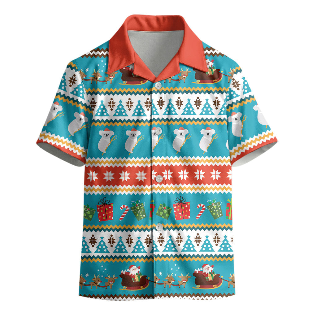 Australia Christmas Kid Hawaiian Shirt Xmas Beach Vibes Teal