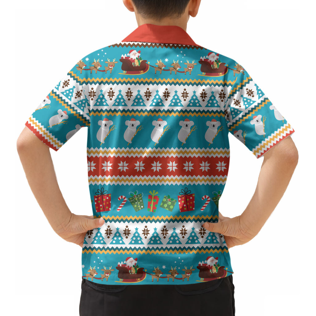 Australia Christmas Kid Hawaiian Shirt Xmas Beach Vibes Teal