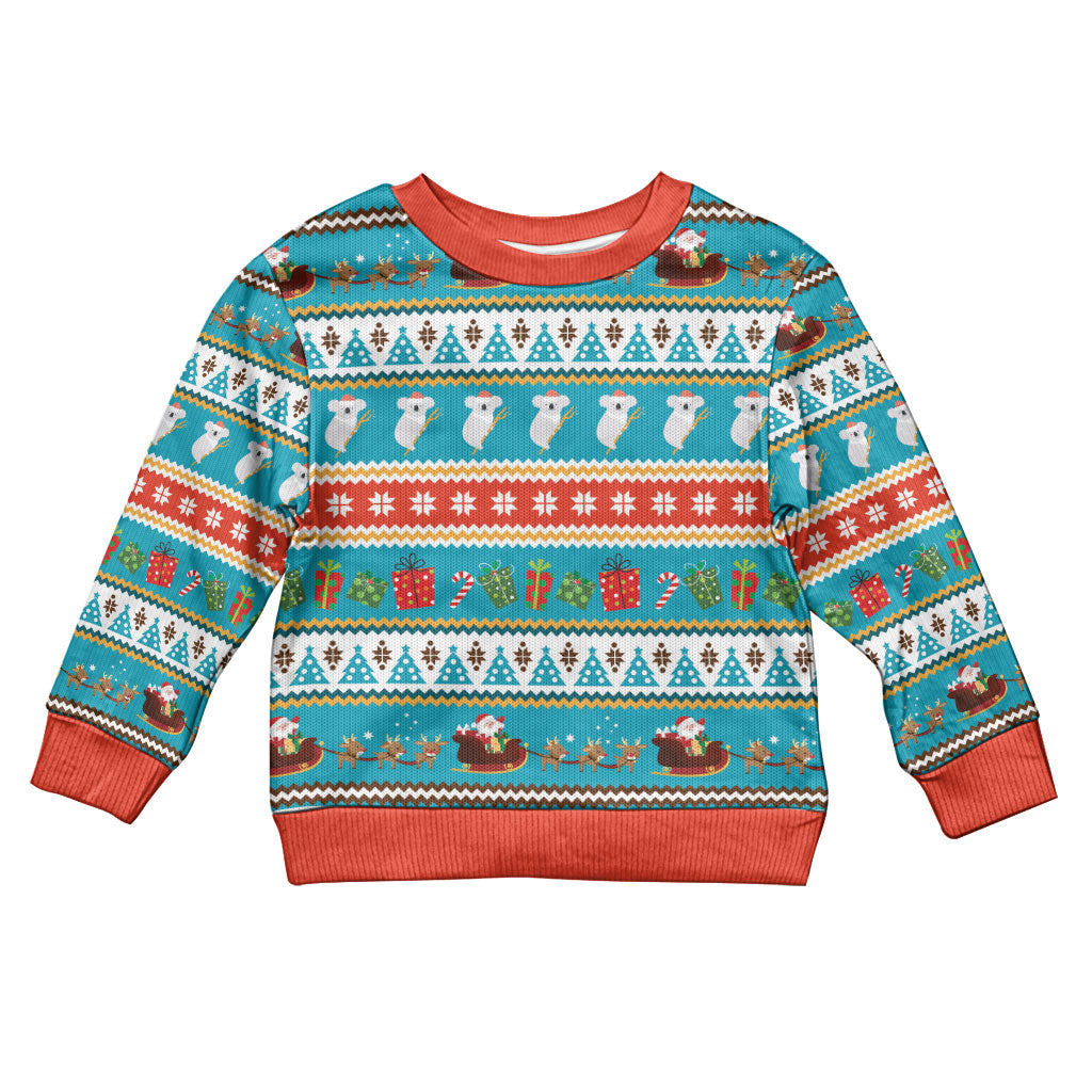 Australia Christmas Kid Ugly Christmas Sweater Xmas Beach Vibes Teal