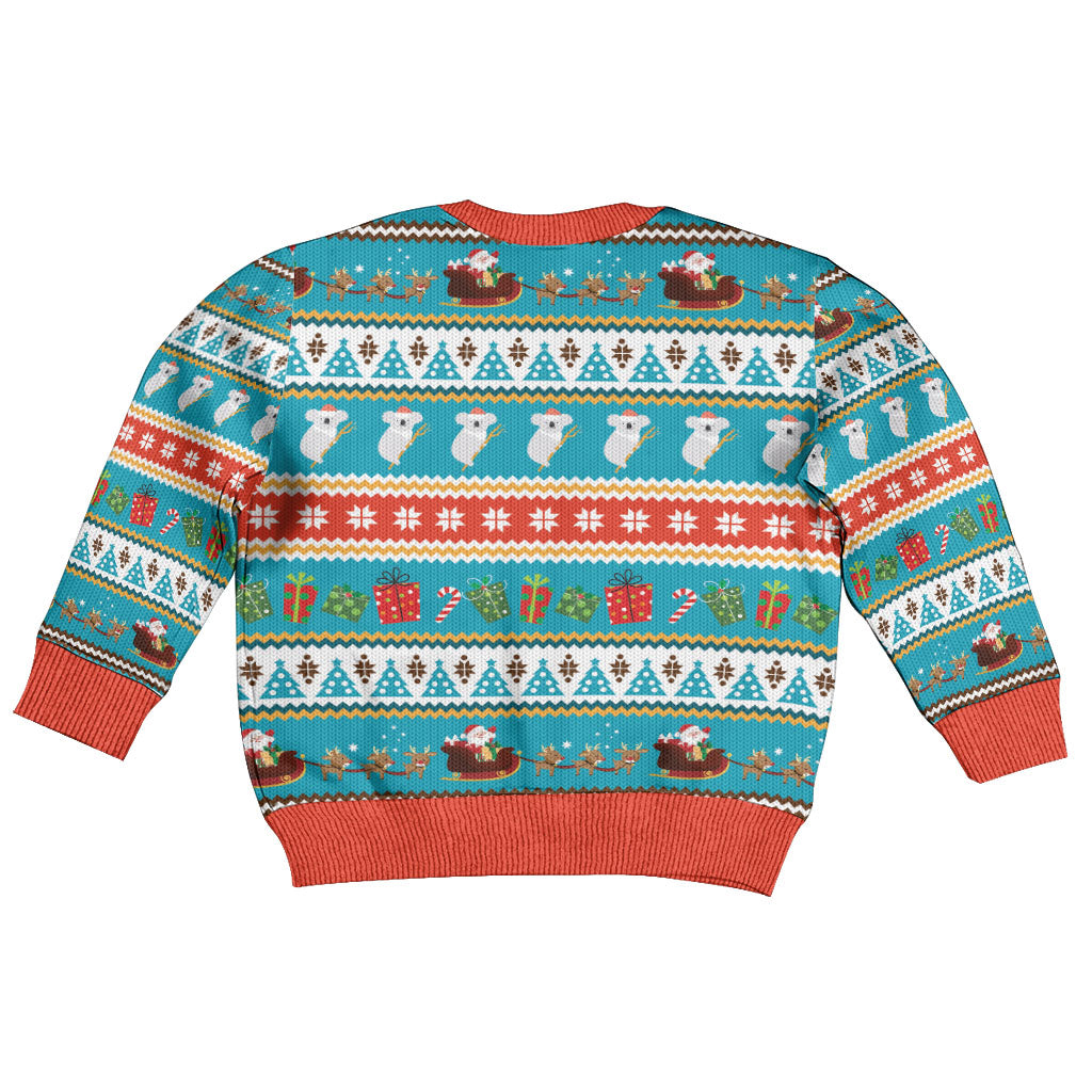 Australia Christmas Kid Ugly Christmas Sweater Xmas Beach Vibes Teal