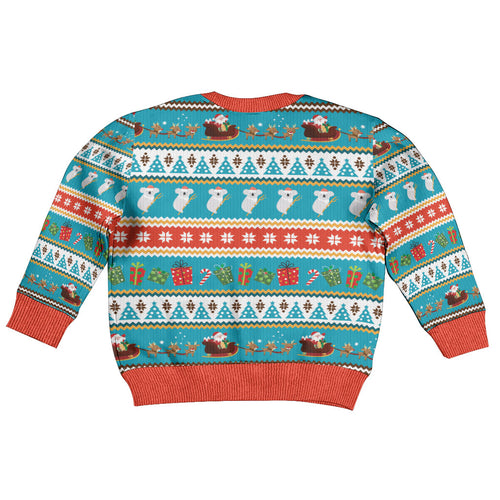 Australia Christmas Kid Ugly Christmas Sweater Xmas Beach Vibes Teal