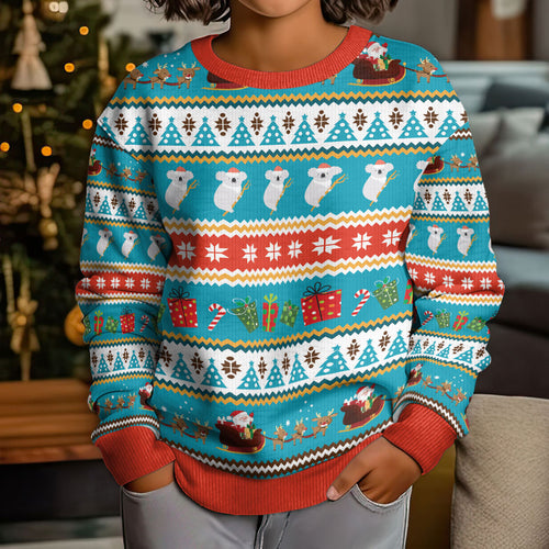 Australia Christmas Kid Ugly Christmas Sweater Xmas Beach Vibes Teal