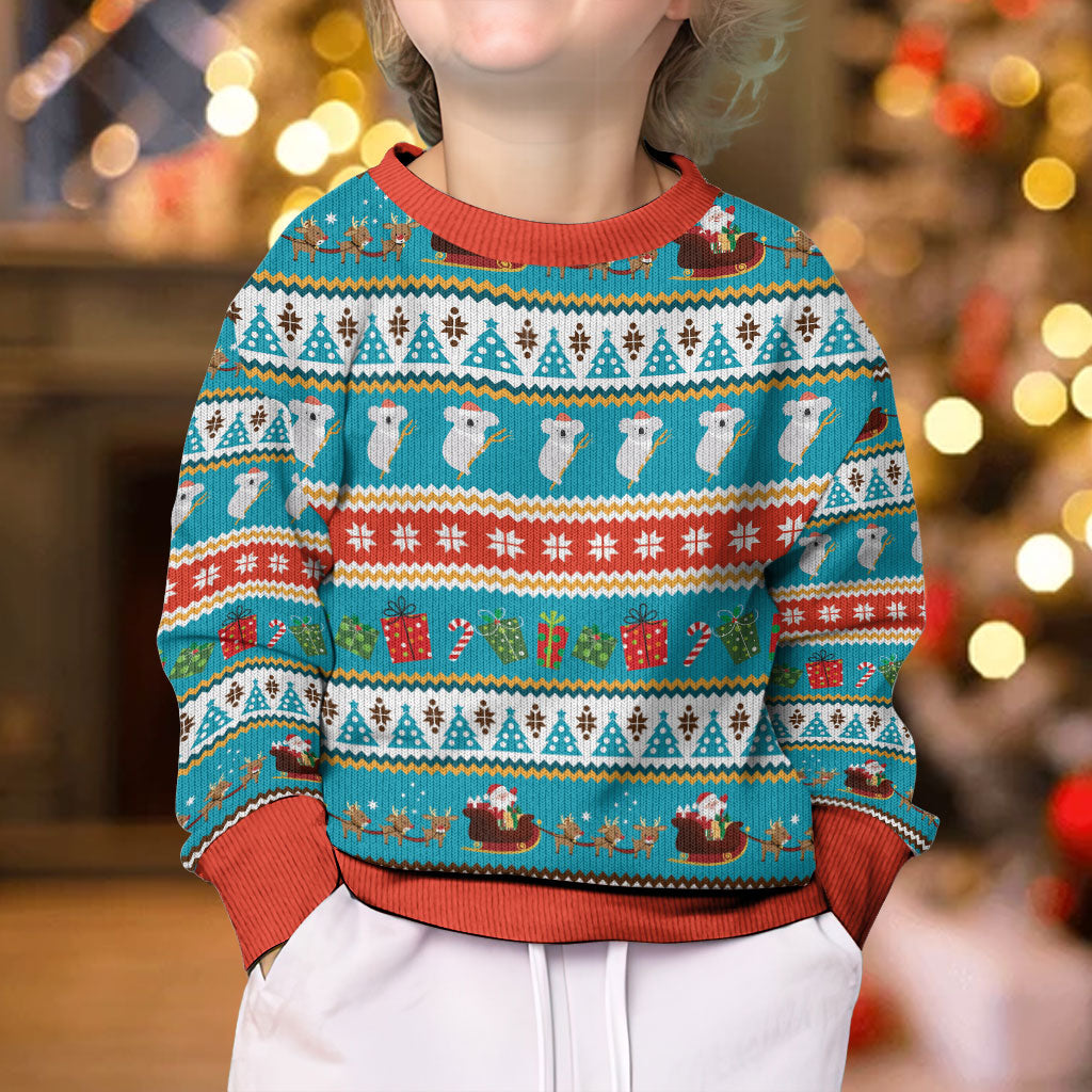 Australia Christmas Kid Ugly Christmas Sweater Xmas Beach Vibes Teal