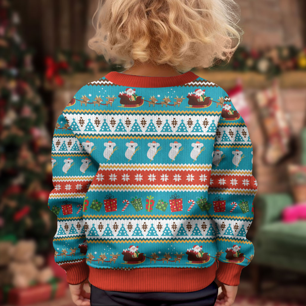 Australia Christmas Kid Ugly Christmas Sweater Xmas Beach Vibes Teal