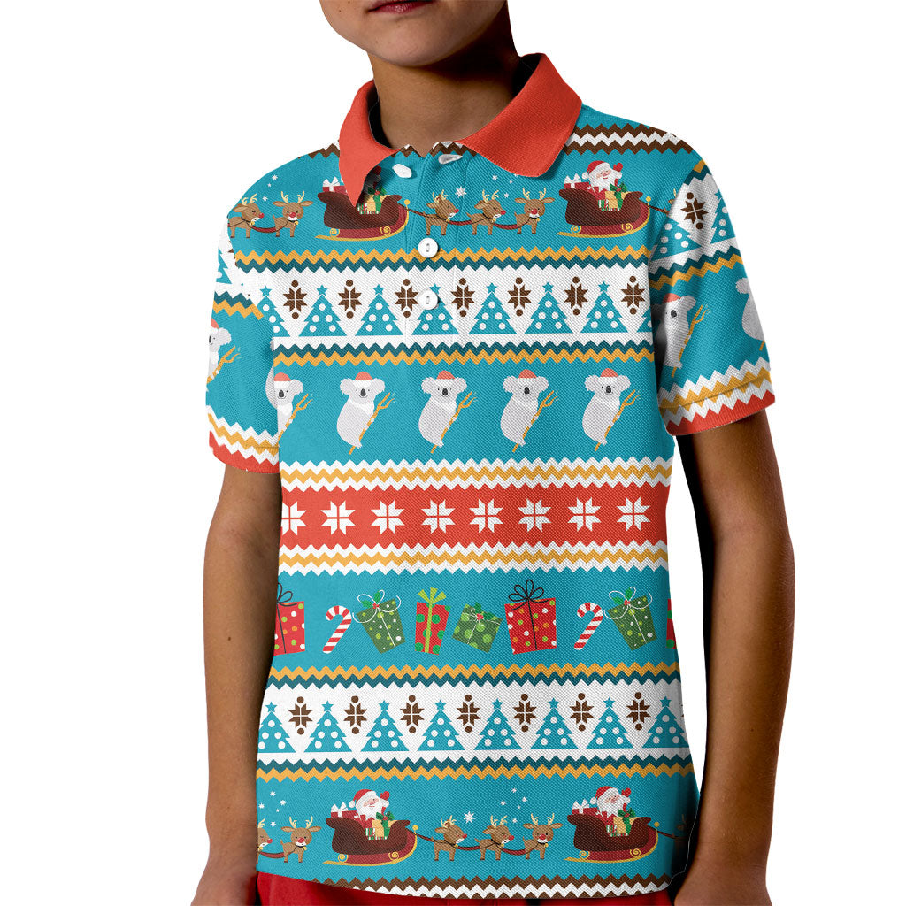 Australia Christmas Kid Polo Shirt Xmas Beach Vibes Teal