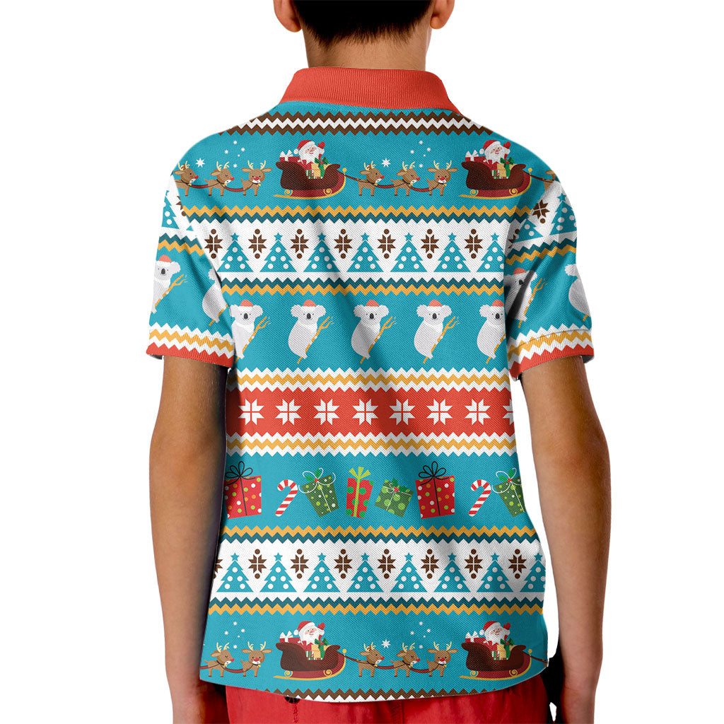 Australia Christmas Kid Polo Shirt Xmas Beach Vibes Teal