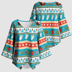 Australia Christmas Kimono Sleeve Blouse Xmas Beach Vibes Teal