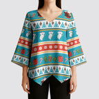 Australia Christmas Kimono Sleeve Blouse Xmas Beach Vibes Teal