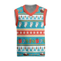 Australia Christmas Knitted V-Neck Vest Xmas Beach Vibes Teal
