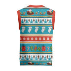 Australia Christmas Knitted V-Neck Vest Xmas Beach Vibes Teal