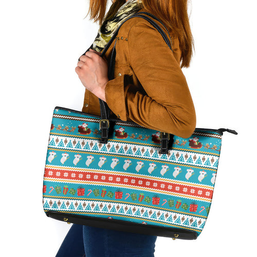 Australia Christmas Leather Tote Bag Xmas Beach Vibes Teal