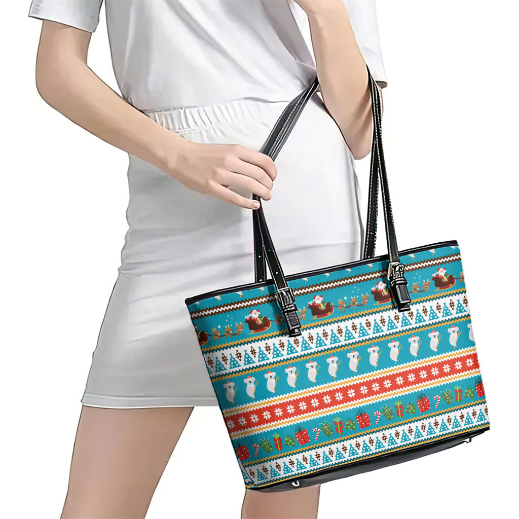 Australia Christmas Leather Tote Bag Xmas Beach Vibes Teal