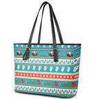 Australia Christmas Leather Tote Bag Xmas Beach Vibes Teal
