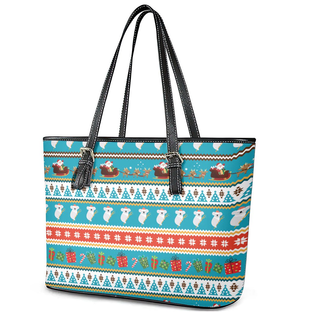 Australia Christmas Leather Tote Bag Xmas Beach Vibes Teal