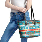 Australia Christmas Leather Tote Bag Xmas Beach Vibes Teal