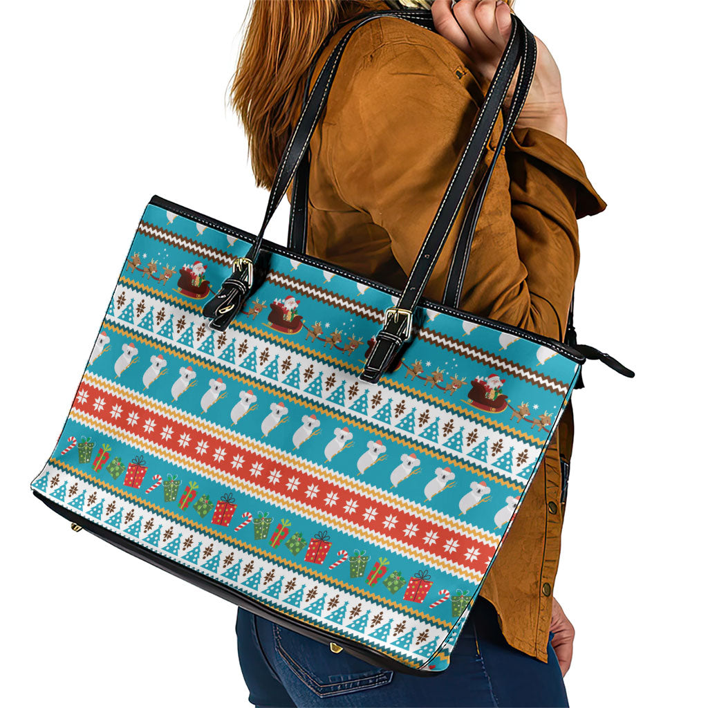 Australia Christmas Leather Tote Bag Xmas Beach Vibes Teal