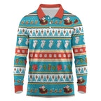 Australia Christmas Long Sleeve Polo Shirt Xmas Beach Vibes Teal