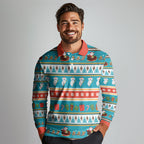 Australia Christmas Long Sleeve Polo Shirt Xmas Beach Vibes Teal