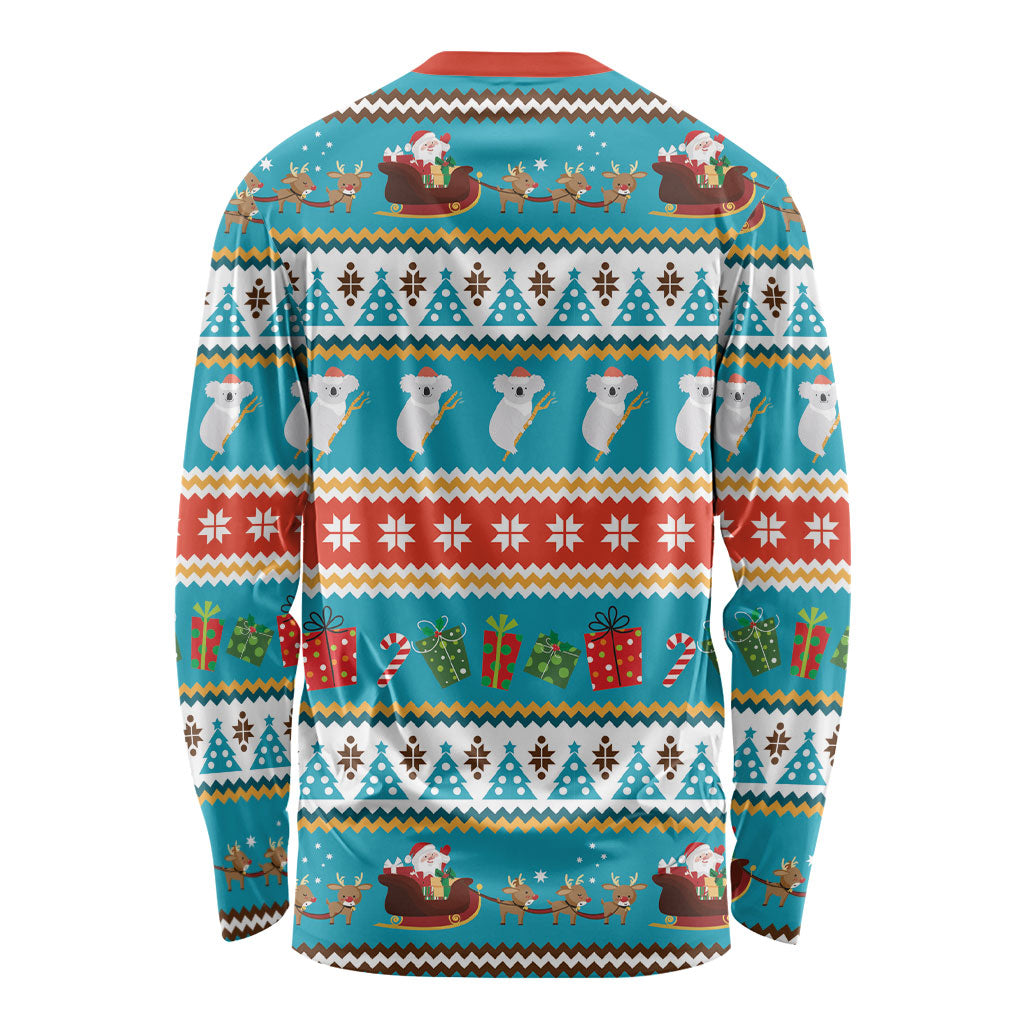 Australia Christmas Long Sleeve Shirt Xmas Beach Vibes Teal