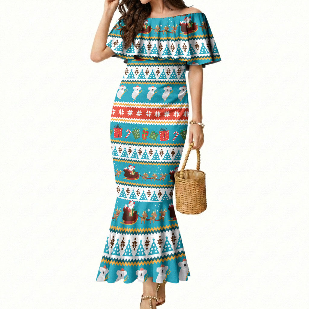 Australia Christmas Mermaid Dress Xmas Beach Vibes Teal