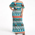 Australia Christmas Off Shoulder Maxi Dress Xmas Beach Vibes Teal
