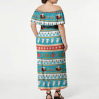Australia Christmas Off Shoulder Maxi Dress Xmas Beach Vibes Teal