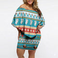 Australia Christmas Off Shoulder Short Dress Xmas Beach Vibes Teal