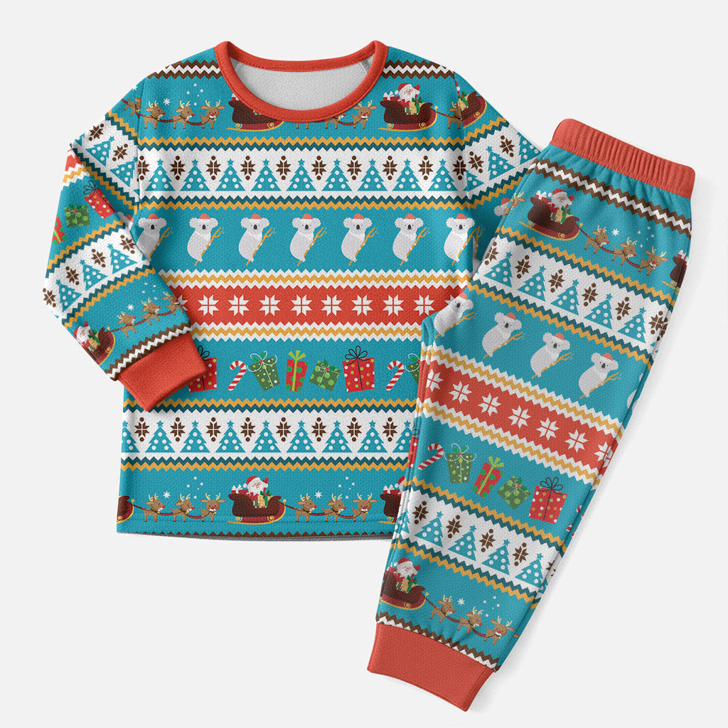 Australia Christmas Pajama Set Xmas Beach Vibes Teal