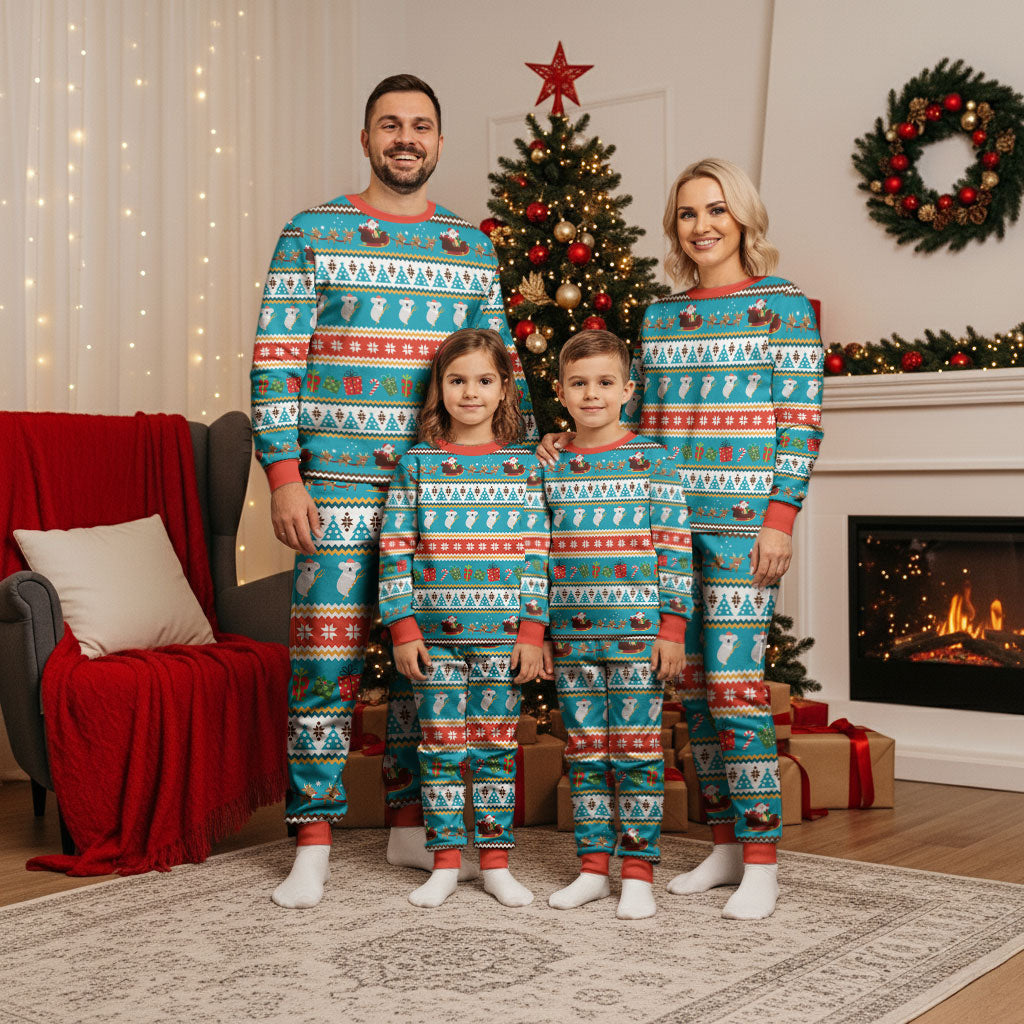 Australia Christmas Pajama Set Xmas Beach Vibes Teal