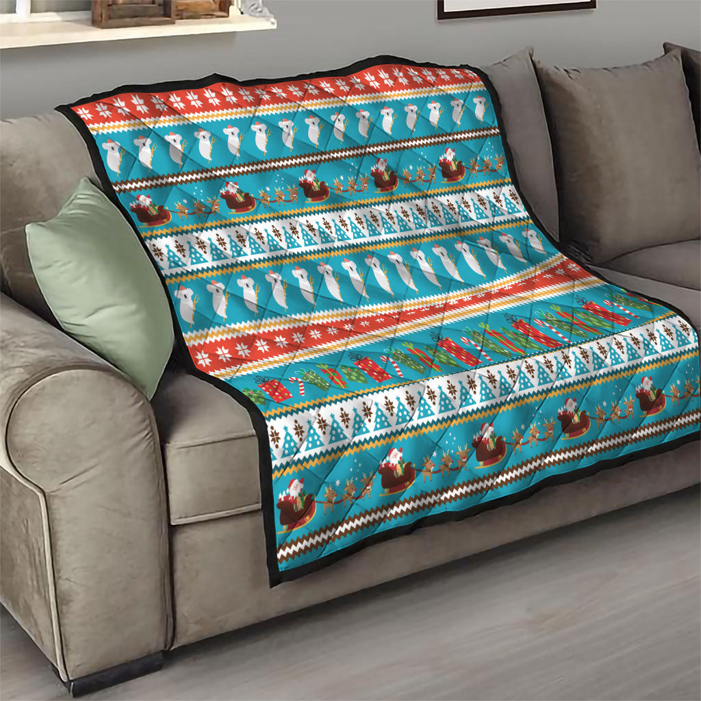 Australia Christmas Quilt Xmas Beach Vibes Teal