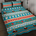 Australia Christmas Quilt Bed Set Xmas Beach Vibes Teal