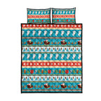 Australia Christmas Quilt Bed Set Xmas Beach Vibes Teal