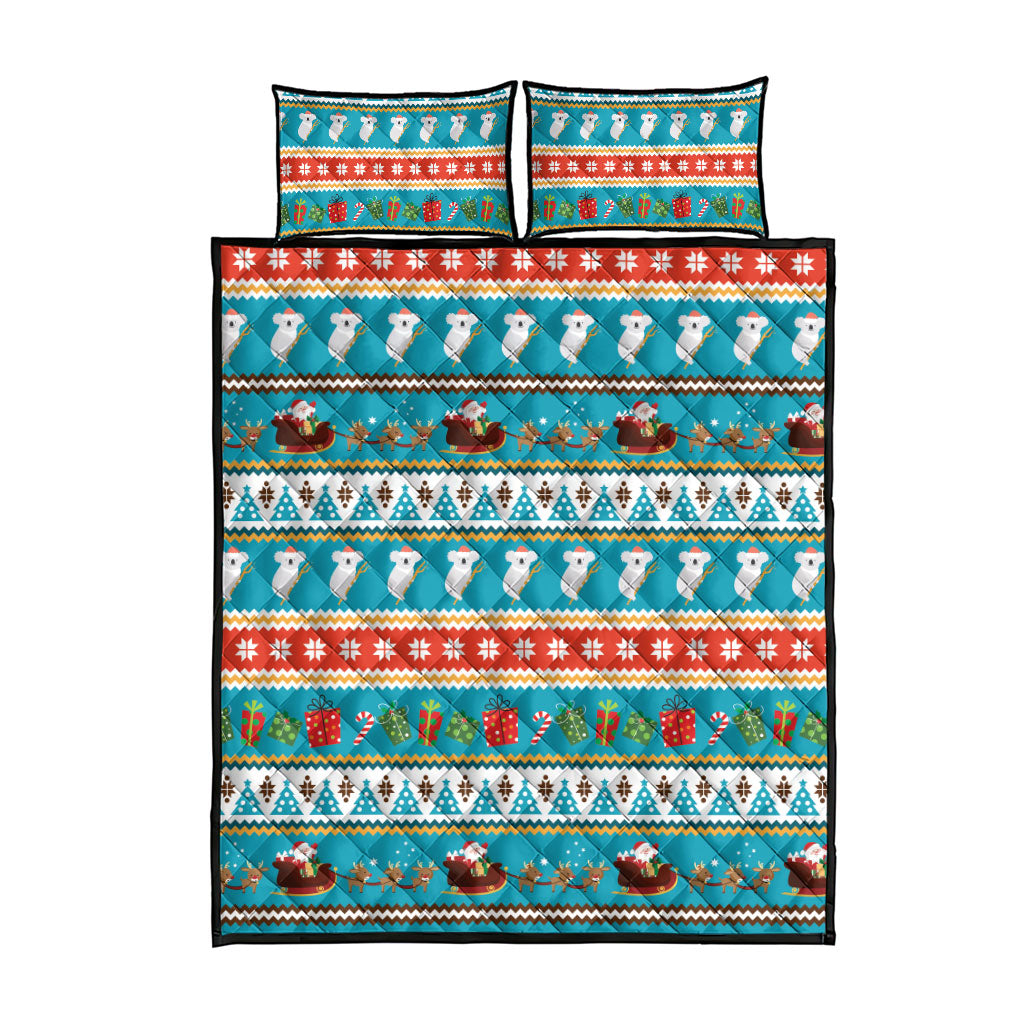 Australia Christmas Quilt Bed Set Xmas Beach Vibes Teal