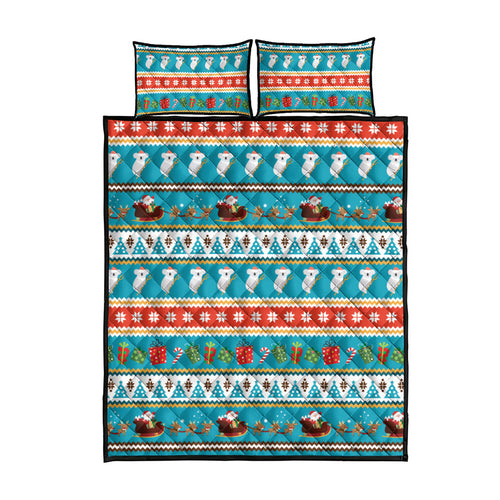 Australia Christmas Quilt Bed Set Xmas Beach Vibes Teal