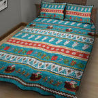 Australia Christmas Quilt Bed Set Xmas Beach Vibes Teal