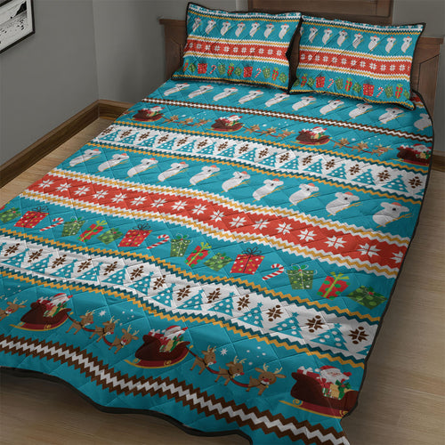 Australia Christmas Quilt Bed Set Xmas Beach Vibes Teal